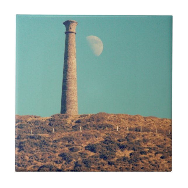 Der Mond und ein Turm: Aberystwyth Fliese (Vorderseite)