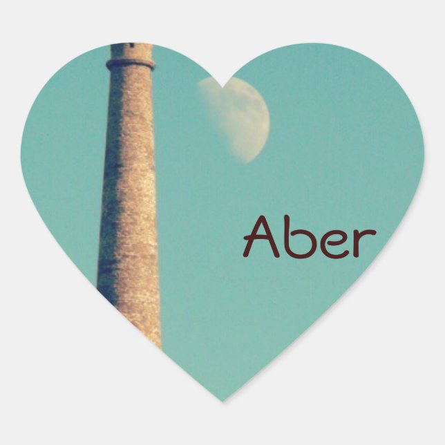Der Mond und ein Turm: Aberystwyth Herz-Aufkleber (Vorderseite)