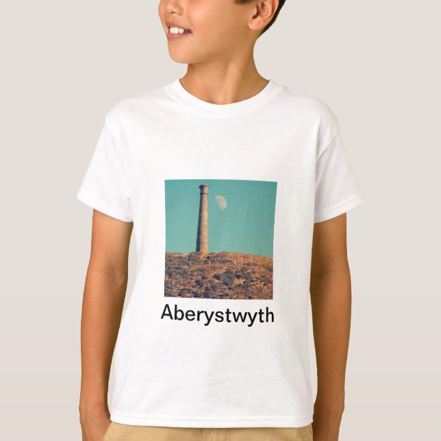Der Mond und ein Turm: Aberystwyth T-Shirt (Vorderseite)