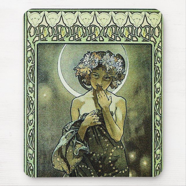 Der Mond von Alphonse Mucha Mousepad (Vorne)