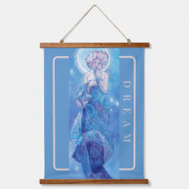 "Der Mond" von Mucha, Dream Blue Wall Tapestes Wandteppich Mit Holzrahmen