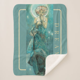 "Der Mond" von Mucha, Dream Green Sherpa Blanket Sherpadecke