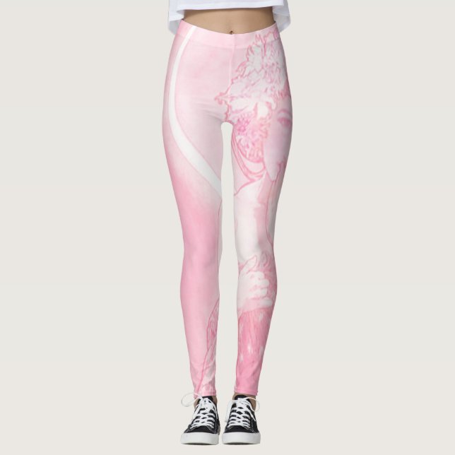 "Der Mond" von Mucha Pink Leggings (Vorderseite)