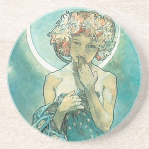 "Der Mond" von Mucha, Untersetzer von Green Sandst