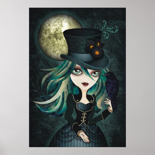 Der Mond-Wand-Kunst des Raben Poster (Vorne)
