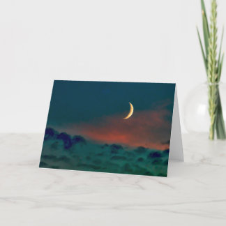 Der Mond wird in ihrem Bettsockel aus Wolken getup Feiertagskarte