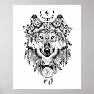 Der monochrome Wolf Poster