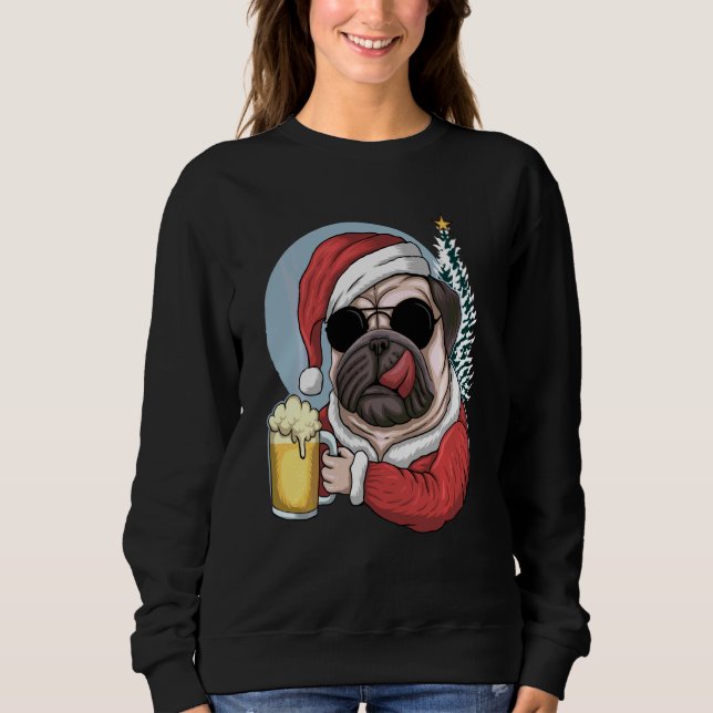 Der Mops der Weihnachtsmannmütze ist mein Geist Sweatshirt (Vorderseite)
