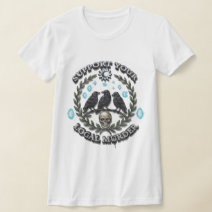 Der Mord ruft: Mystischer Rabe & Totenkopf-Grafitt T-Shirt