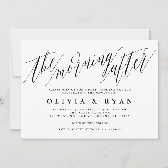 Der Morgen nach der Hochzeitsfeier Einladung (Vorderseite)