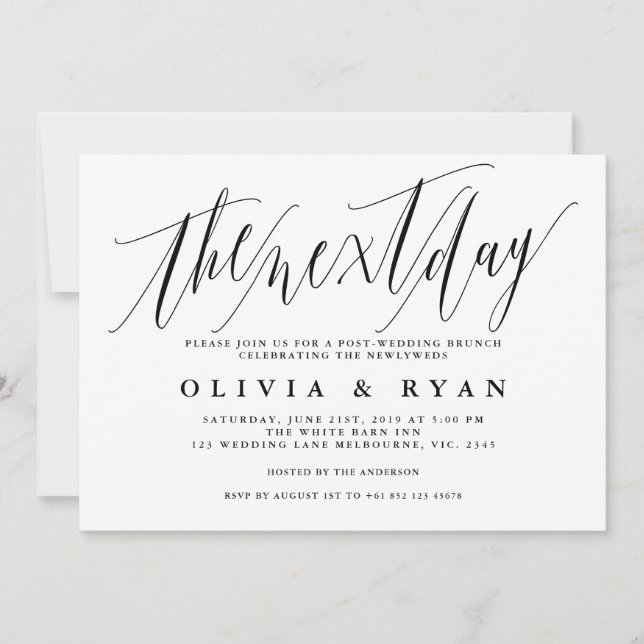 Der Morgen nach der Hochzeitsfeier Einladung (Vorderseite)