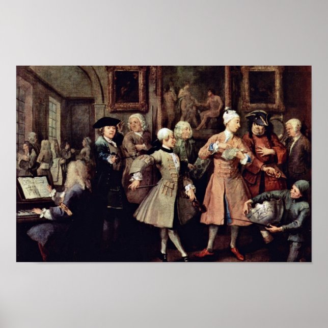 Der morgendliche Empfang " von Hogarth William Poster (Vorne)