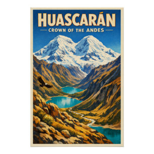 Der Mount Huascarán, Peru, in klassischem Retro-Lo Poster