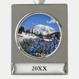 Der Mount Rainier am Paradies-Punkt Banner-Ornament Silber