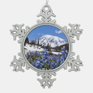 Der Mount Rainier am Paradies-Punkt Schneeflocken Zinn-Ornament