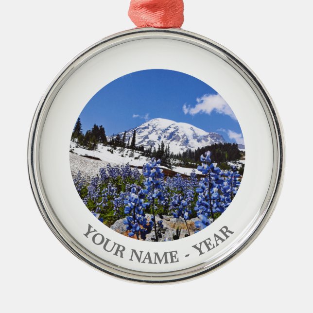 Der Mount Rainier am Paradies-Punkt Silbernes Ornament (Vorne)