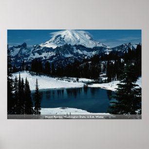 Der Mount Rainier, Winter Washington-Staats-, USA Poster