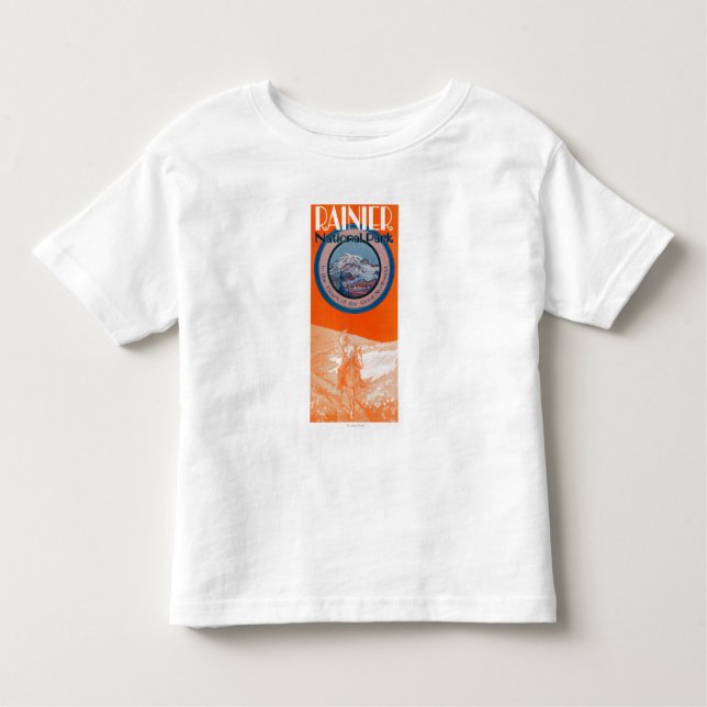 Der Mount- Rainierplakat - Reiten Kleinkind T-shirt (Vorderseite)