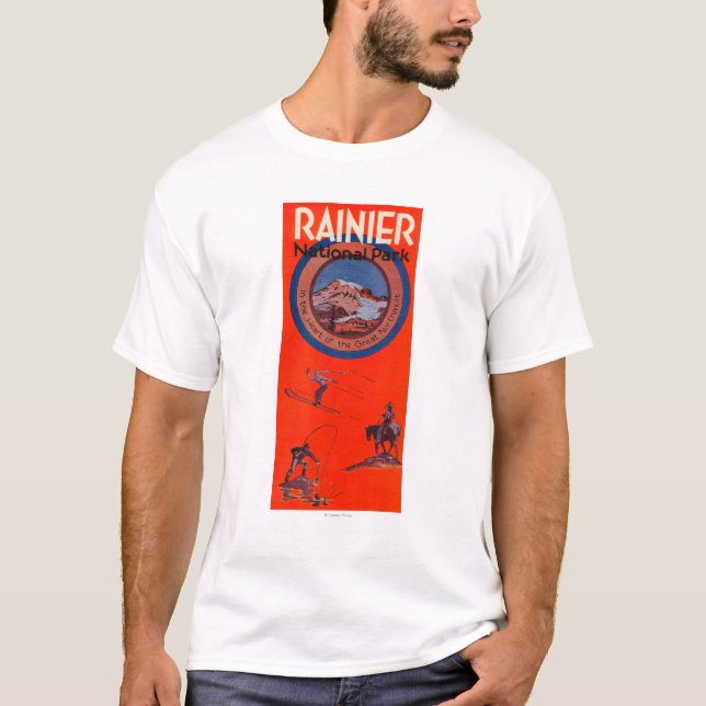 Der Mount- Rainierwerbungs-Plakat T-Shirt (Vorderseite)