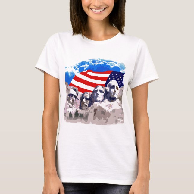 Der Mount Rushmore mit amerikanischer Flagge T-Shirt (Vorderseite)