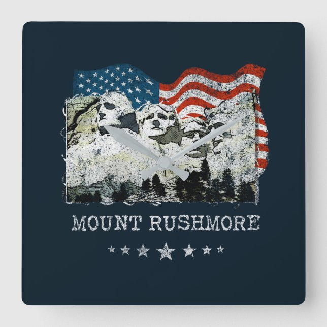 Der Mount Rushmore Monument-Andenken-Geschenke USA Quadratische Wanduhr (Vorderseite)