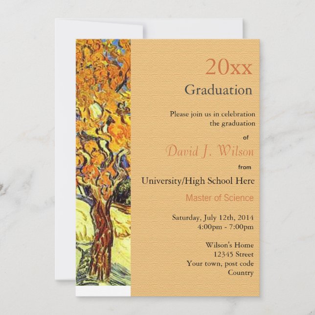 Der Mulberry-Baum, Vincent van Gogh-Abschluss Einladung (Vorderseite)