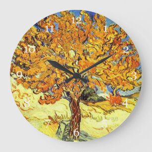 Der Mulberry-Baum, Vincent van Gogh. Vintage Kunst Große Wanduhr