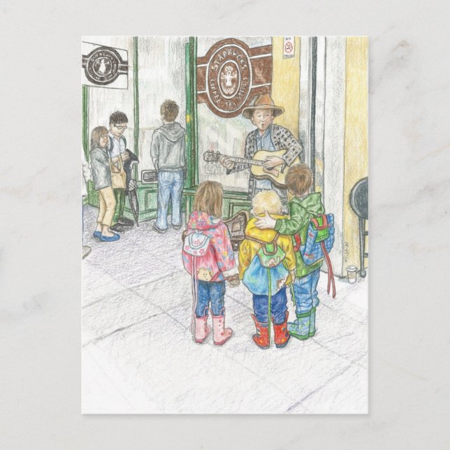 Der Musiker am Pike's Market Postkarte (Vorderseite)