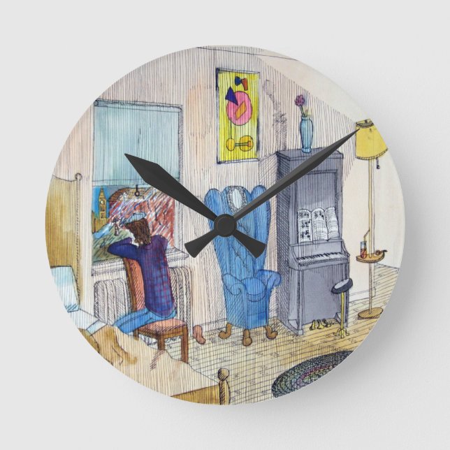 Der Musiker Runde Wanduhr (Vorderseite)