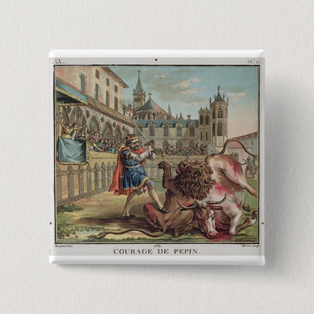 Der Mut von Pepin (714-68), graviert durch Jean-Ba Button (Vorderseite)