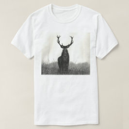 Der mutige T - Shirt der Elch-Hirsch-Kunst-weißen