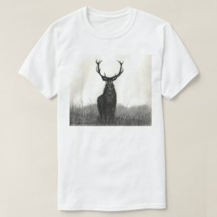 Der mutige T - Shirt der Elch-Hirsch-Kunst-weißen