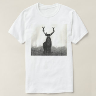 Der mutige T - Shirt der Elch-Hirsch-Kunst-weißen