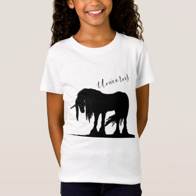 Der mystische Schwarze Einhorn-T - Shirt (Einhörne (Vorderseite)