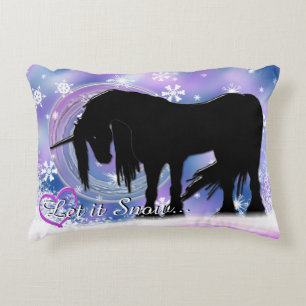 Der mystische schwarze Unicorn (es gelassen Dekokissen