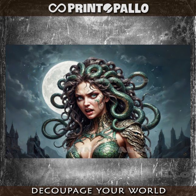 Der Mythos von Medusa im Mondschein mit ihren Schl Seidenpapier (Von Creator hochgeladen)