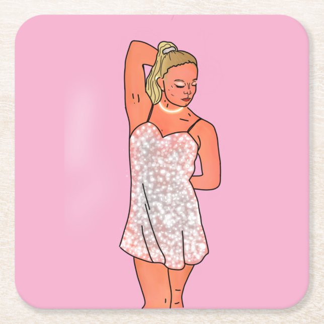 Der nächste Schritt Michelle's Showstoppa Rechteckiger Pappuntersetzer (Vorderseite)