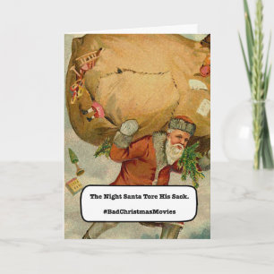 Der nächtliche Weihnachtsmann schlug seine sackte  Feiertagskarte