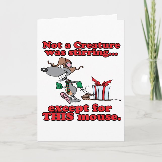 Der nächtliche Weihnachtsmaus-Cartoon Feiertagskarte (Vorderseite)