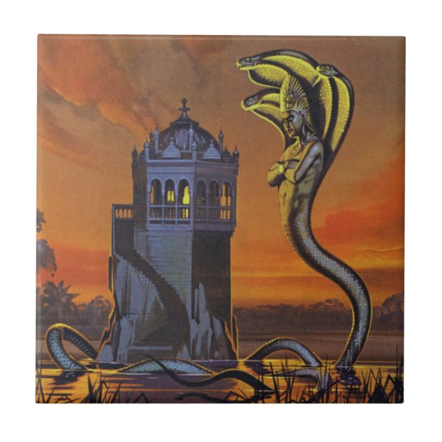 Der Naga-König (Farbelitho) Fliese (Vorderseite)