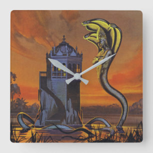 Der Naga-König (Farbelitho) Quadratische Wanduhr