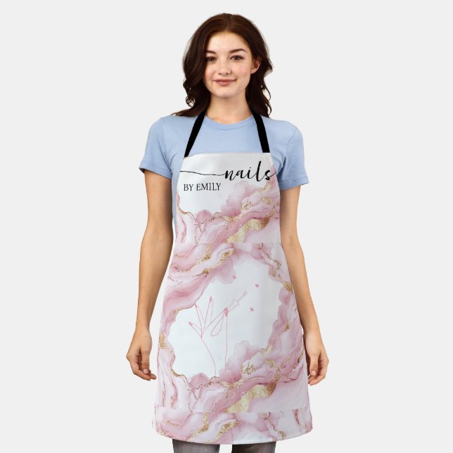 Der Nagel aus Marmor in Rosa und Gold Schürze (Getragen)