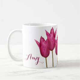 Der Name Amy hübsch rosa tulips floral Kaffeetasse