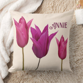 Der Name Annie hübsch pink tulips floral Kissen