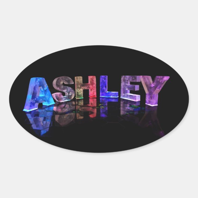 Der Name Ashley in 3D Lights Ovaler Aufkleber (Vorderseite)