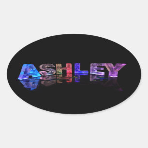 Der Name Ashley in 3D Lights Ovaler Aufkleber