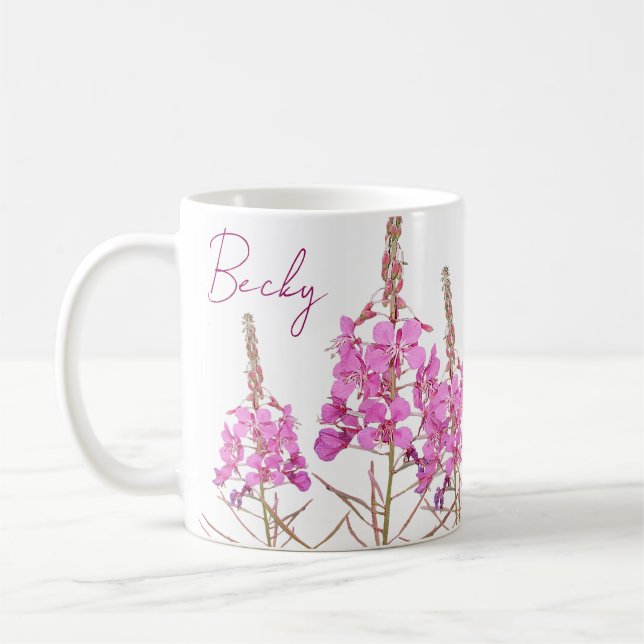 Der Name Becky hübsch rosa floralstylish Kaffeetasse (Links)