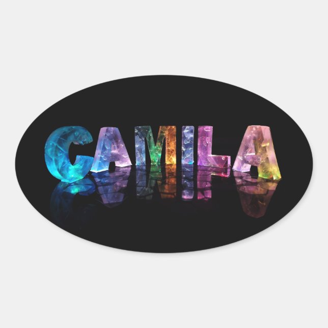 Der Name Camila in 3D-Leuchten Ovaler Aufkleber (Vorderseite)