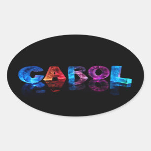 Der Name Carol in 3D-Leuchten Ovaler Aufkleber