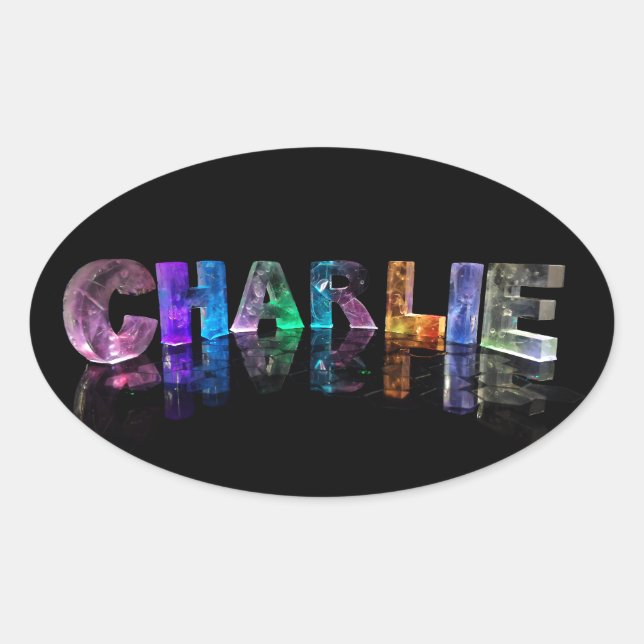 Der Name Charlie in 3D Lights Ovaler Aufkleber (Vorderseite)